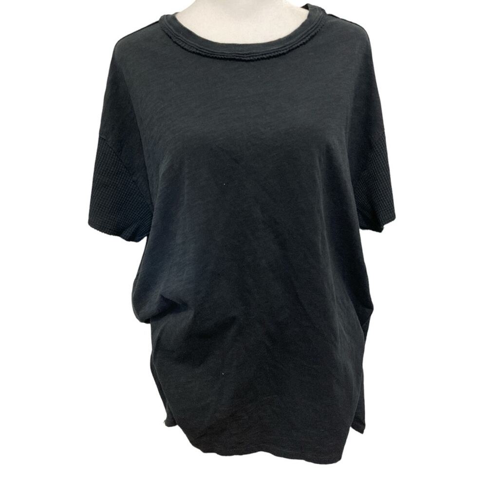 new Free People Peace it up Slouchy Tee size XS Black Cotton T-Shirt We the Free